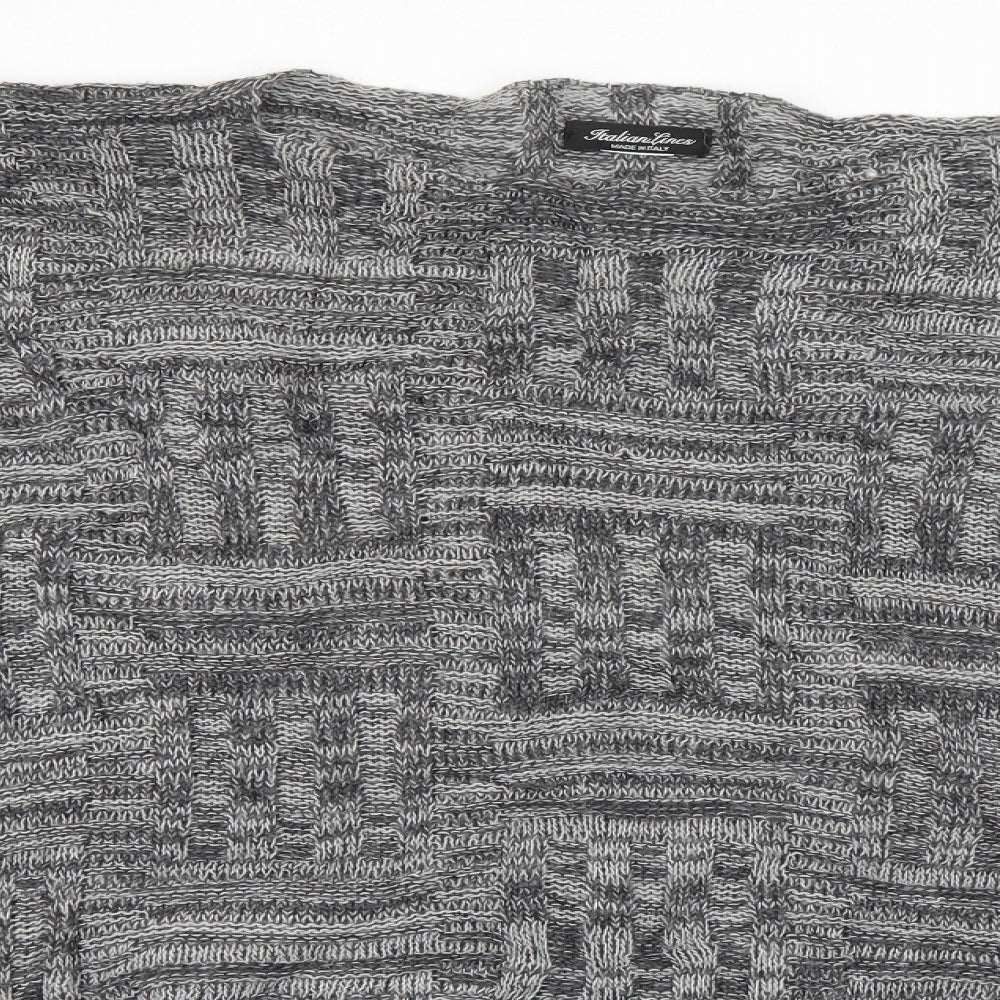 Italian Lines Womens Grey Round Neck  Acrylic Pullover Jumper One Size