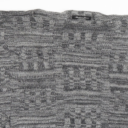 Italian Lines Womens Grey Round Neck  Acrylic Pullover Jumper One Size