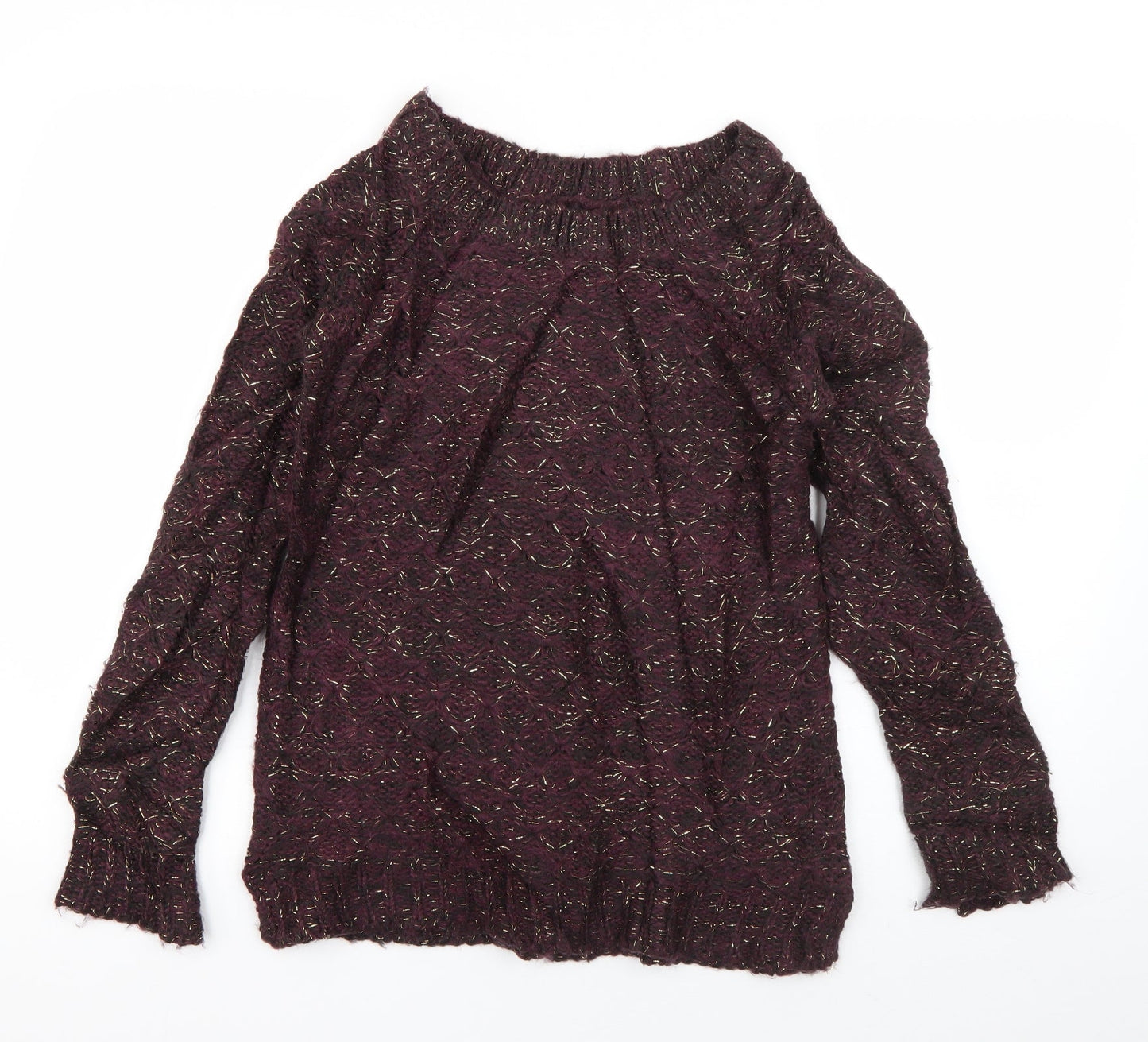 Atmosphere Womens Purple Boat Neck  Acrylic Pullover Jumper Size 8