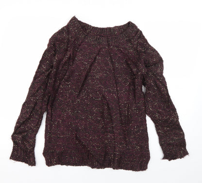 Atmosphere Womens Purple Boat Neck  Acrylic Pullover Jumper Size 8