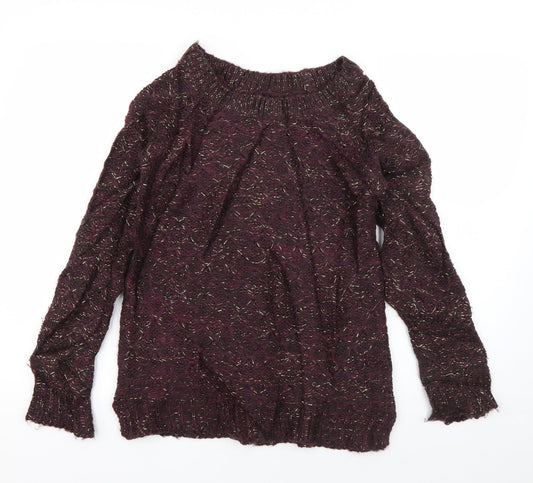 Atmosphere Womens Purple Boat Neck  Acrylic Pullover Jumper Size 8