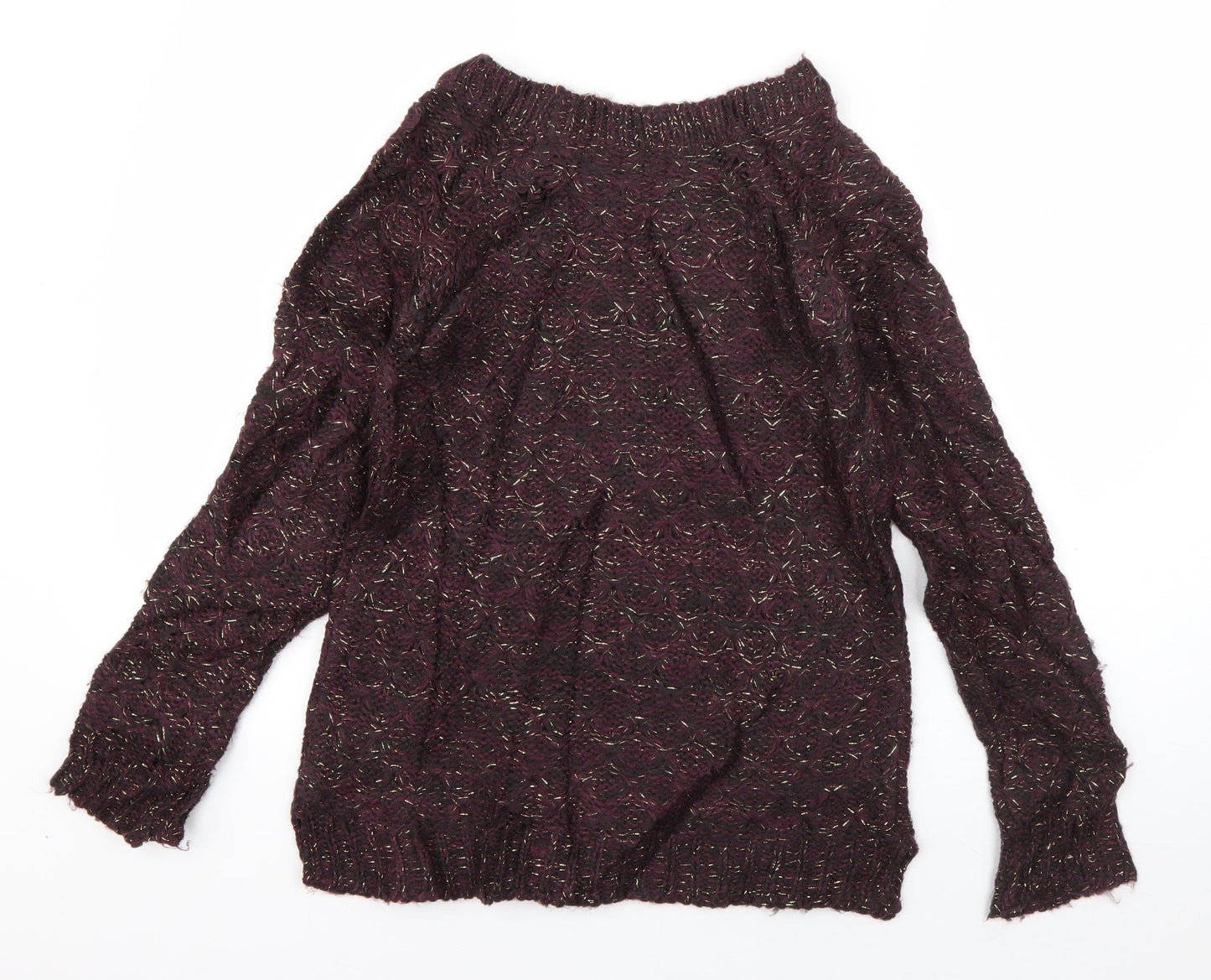 Atmosphere Womens Purple Boat Neck  Acrylic Pullover Jumper Size 8