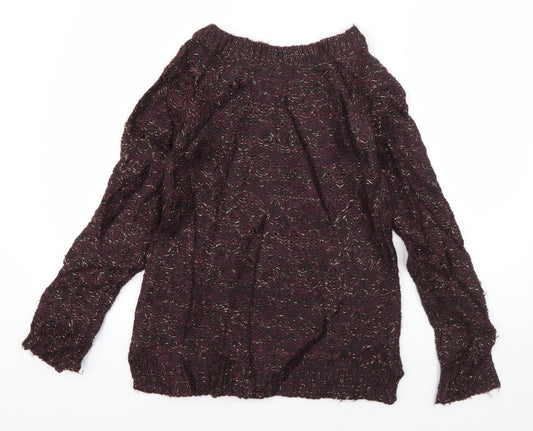 Atmosphere Womens Purple Boat Neck  Acrylic Pullover Jumper Size 8