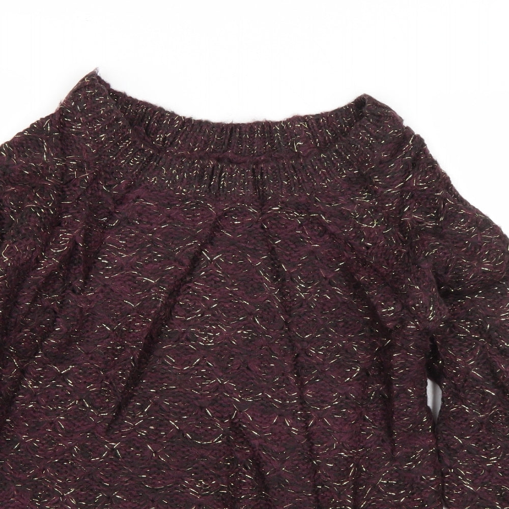 Atmosphere Womens Purple Boat Neck  Acrylic Pullover Jumper Size 8