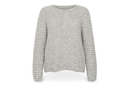 Front view of Topman women’s ivory boat neck striped cotton jumper, size M
