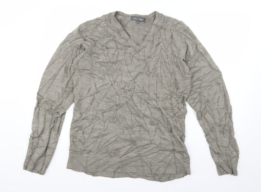 Marks and Spencer Mens Grey V-Neck  Acrylic Pullover Jumper Size M