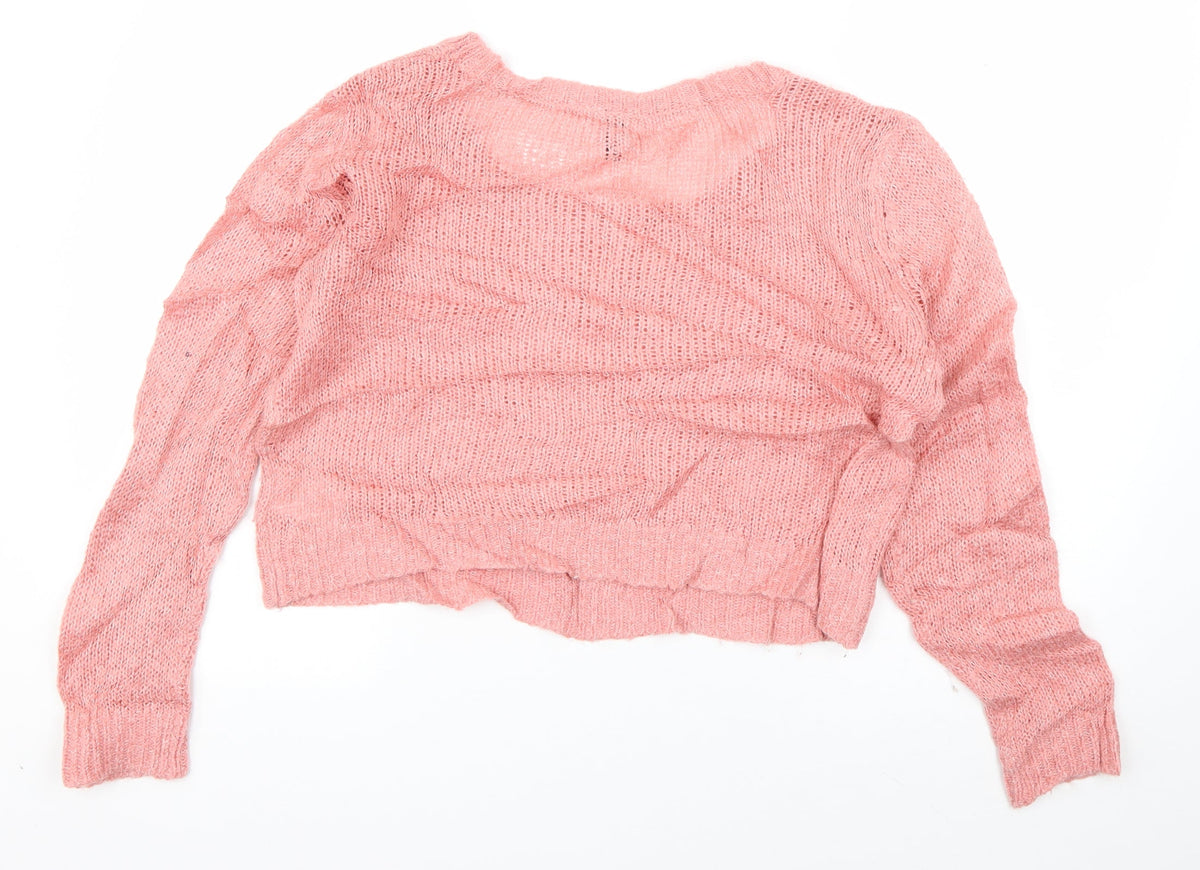 Back view of Divided women’s pink scoop neck acrylic jumper, size UK 10