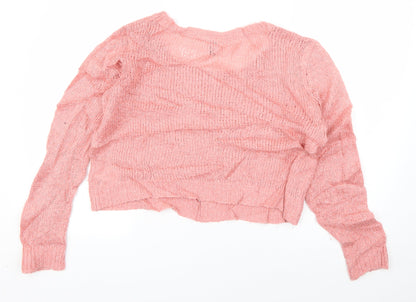 Back view of Divided women’s pink scoop neck acrylic jumper, size UK 10