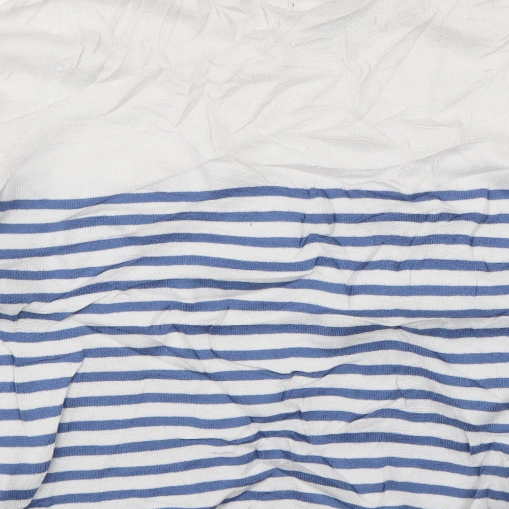 Primark Womens White Crew Neck Striped Viscose Pullover Jumper Size 18