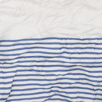 Primark Womens White Crew Neck Striped Viscose Pullover Jumper Size 18