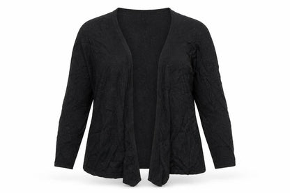 Front view of M&Co women’s black v-neck viscose cardigan jumper, size UK 12
