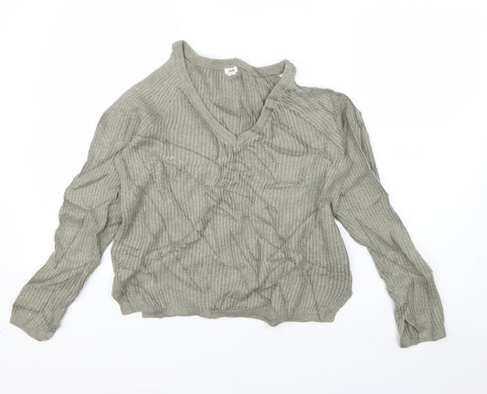 Garage Womens Green High Neck  Acrylic Pullover Jumper Size S   - cut out shoulder