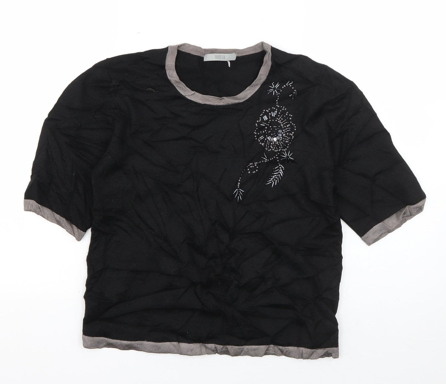 Womens UK Size 12 Marks and Spencer Black Basic T-Shirt