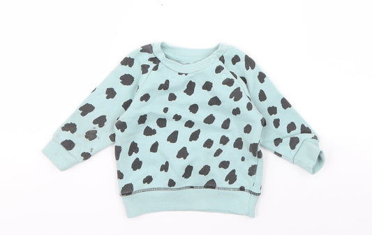 Primark Girls Blue Geometric Cotton Pullover Jumper Size 3-6 Months  Pullover
