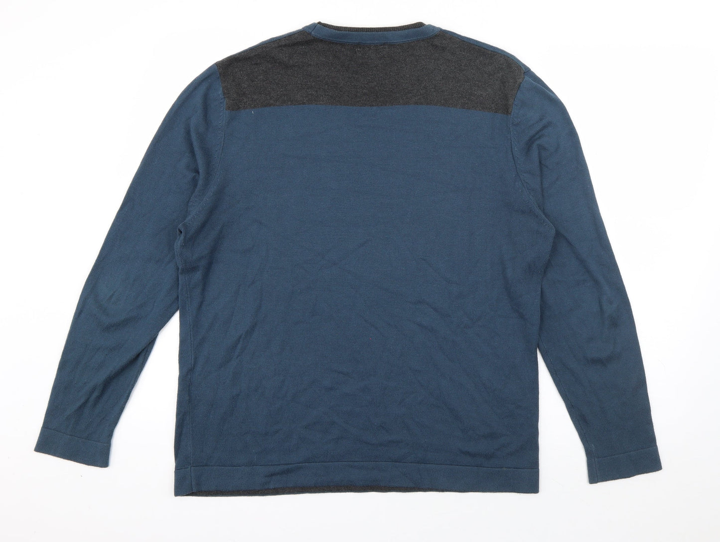 Steel & Jelly Mens Blue Round Neck  Cotton Pullover Jumper Size M