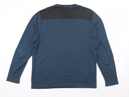 Steel & Jelly Mens Blue Round Neck  Cotton Pullover Jumper Size M