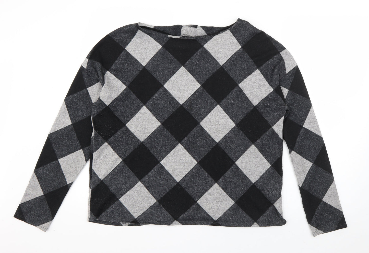 F&F Womens Grey Check Polyester Pullover Sweatshirt Size 14  Pullover