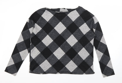 F&F Womens Grey Check Polyester Pullover Sweatshirt Size 14  Pullover