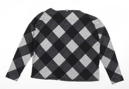 F&F Womens Grey Check Polyester Pullover Sweatshirt Size 14  Pullover