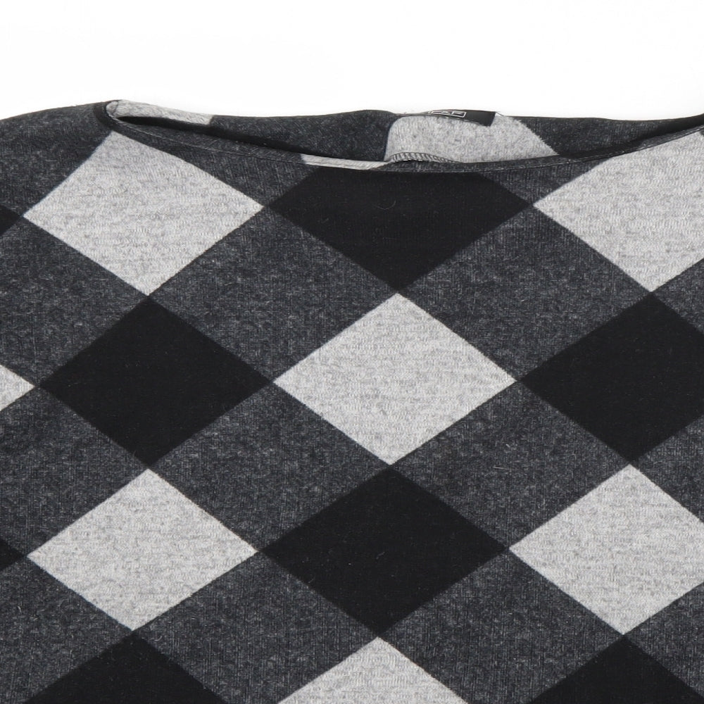 F&F Womens Grey Check Polyester Pullover Sweatshirt Size 14  Pullover