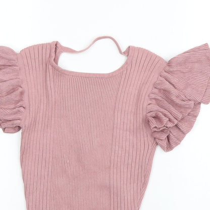 Womens UK Size 10 Apricot Pink Pullover Jumper