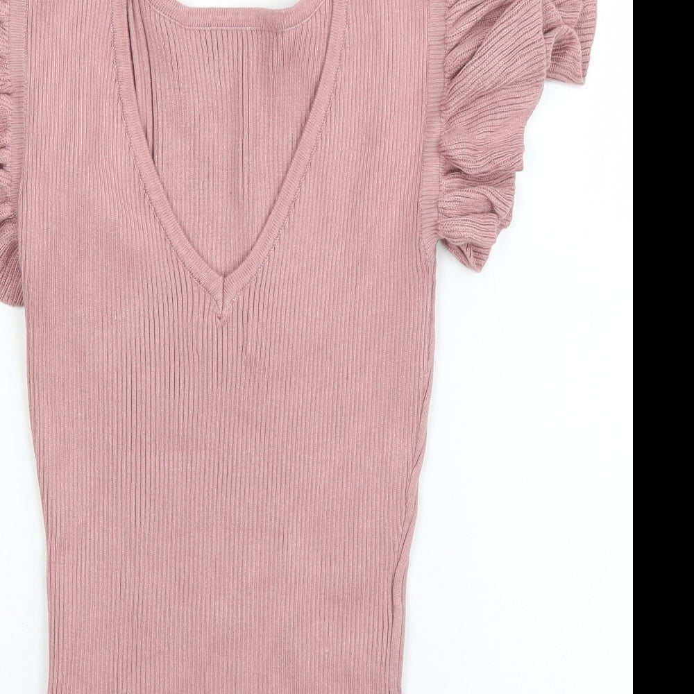 Womens UK Size 10 Apricot Pink Pullover Jumper