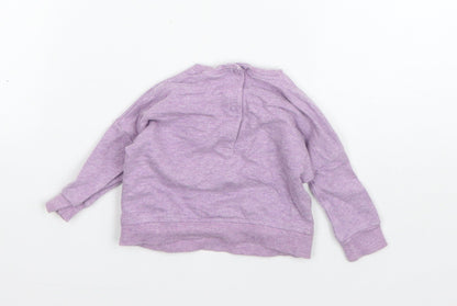 NEXT Girls Purple  Cotton Pullover Jumper Size 0-3 Months  Pullover - Mouse