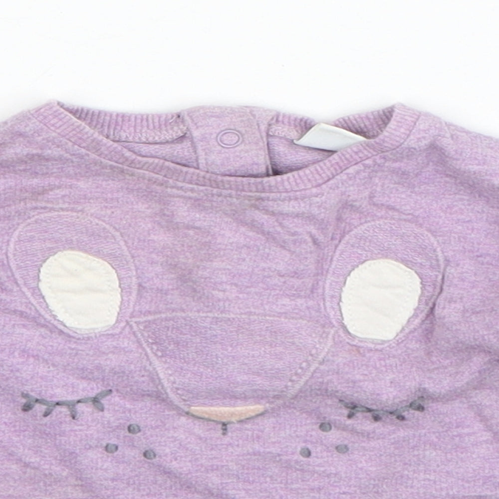 NEXT Girls Purple  Cotton Pullover Jumper Size 0-3 Months  Pullover - Mouse