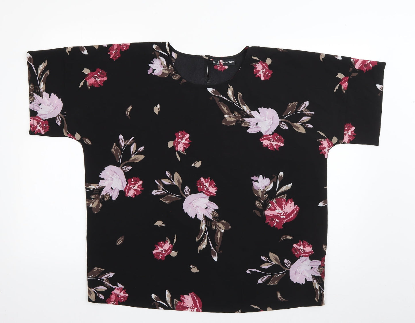 Womens UK Size 12 Body Flirt Black Basic Blouse