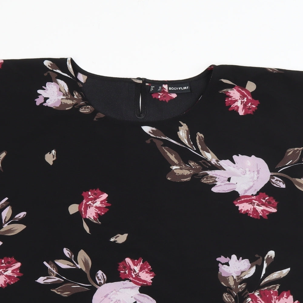 Womens UK Size 12 Body Flirt Black Basic Blouse