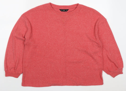 F&F Womens Pink Round Neck  Viscose Pullover Jumper Size 10
