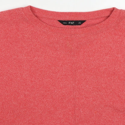 F&F Womens Pink Round Neck  Viscose Pullover Jumper Size 10