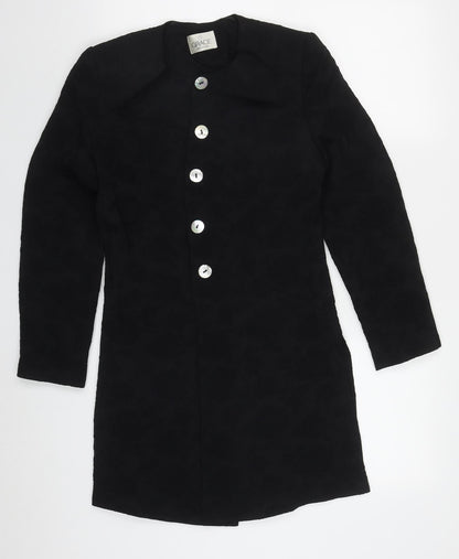 Grace Womens Black Floral  Jacket  Size 10  Button