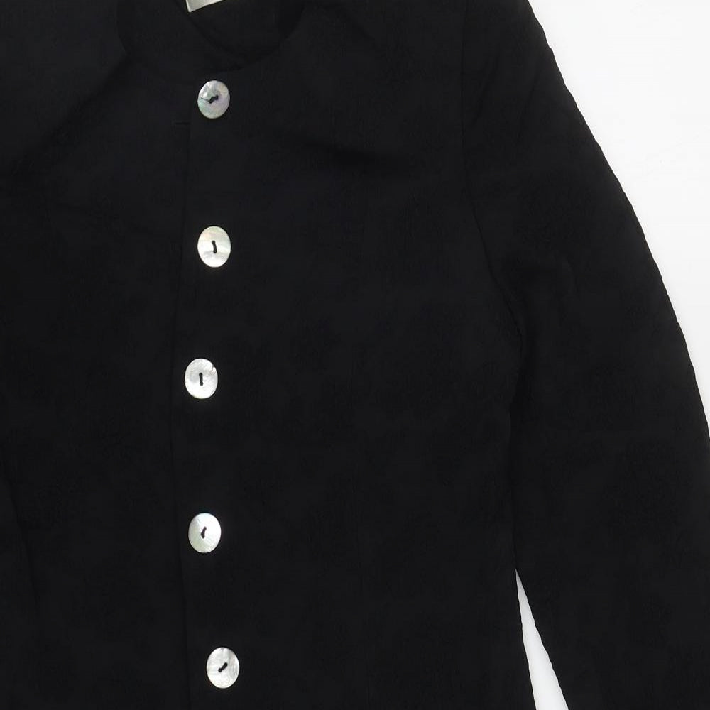 Grace Womens Black Floral  Jacket  Size 10  Button