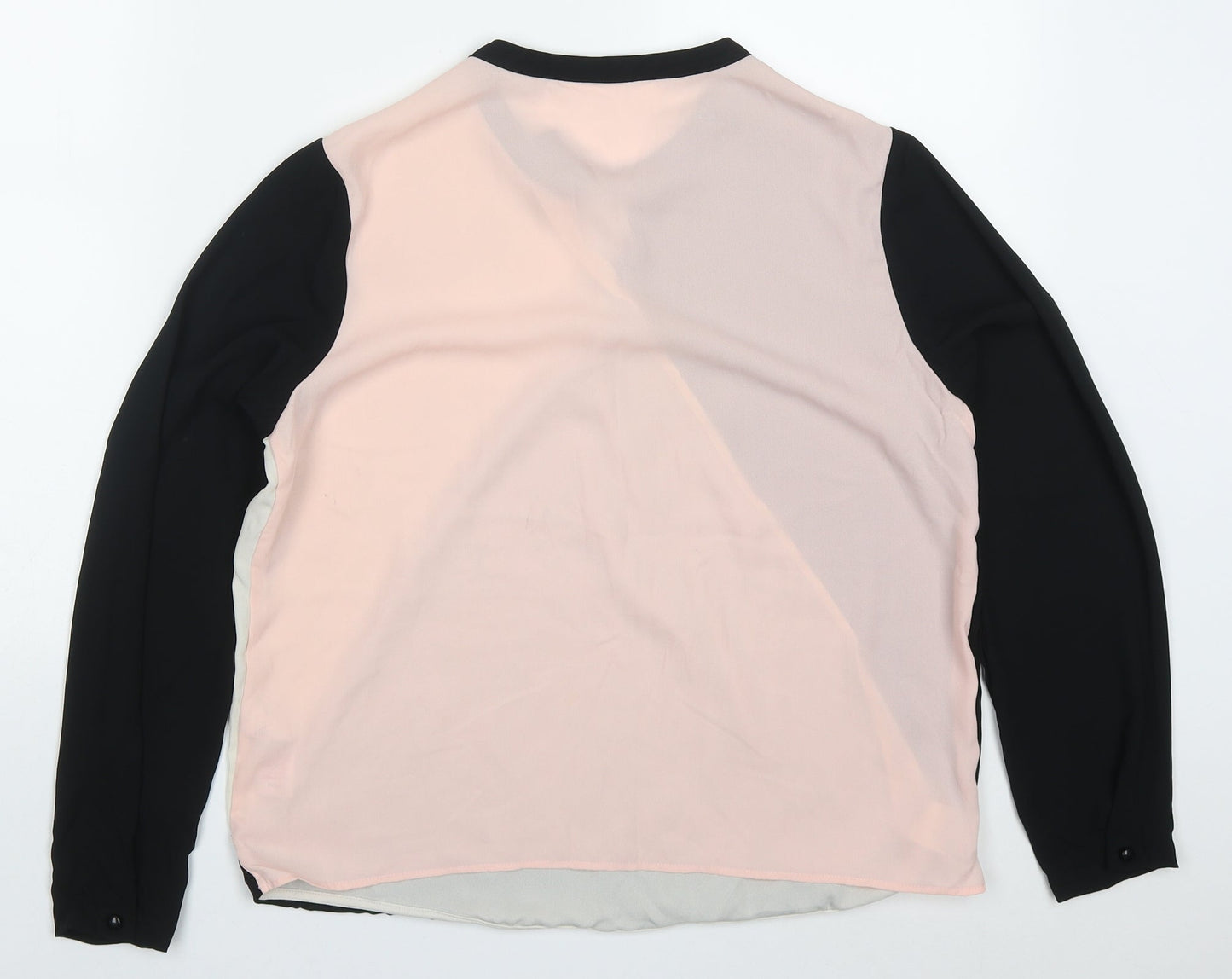 F&F Womens Multicoloured Colourblock Polyester Basic Blouse Size 12 Round Neck