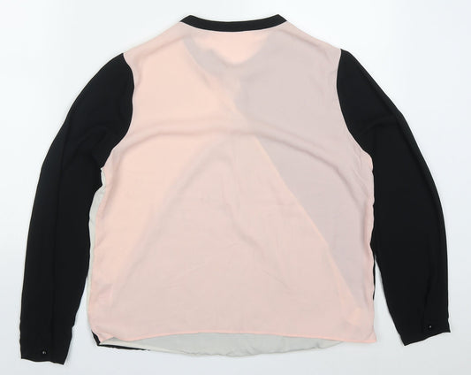 F&F Womens Multicoloured Colourblock Polyester Basic Blouse Size 12 Round Neck
