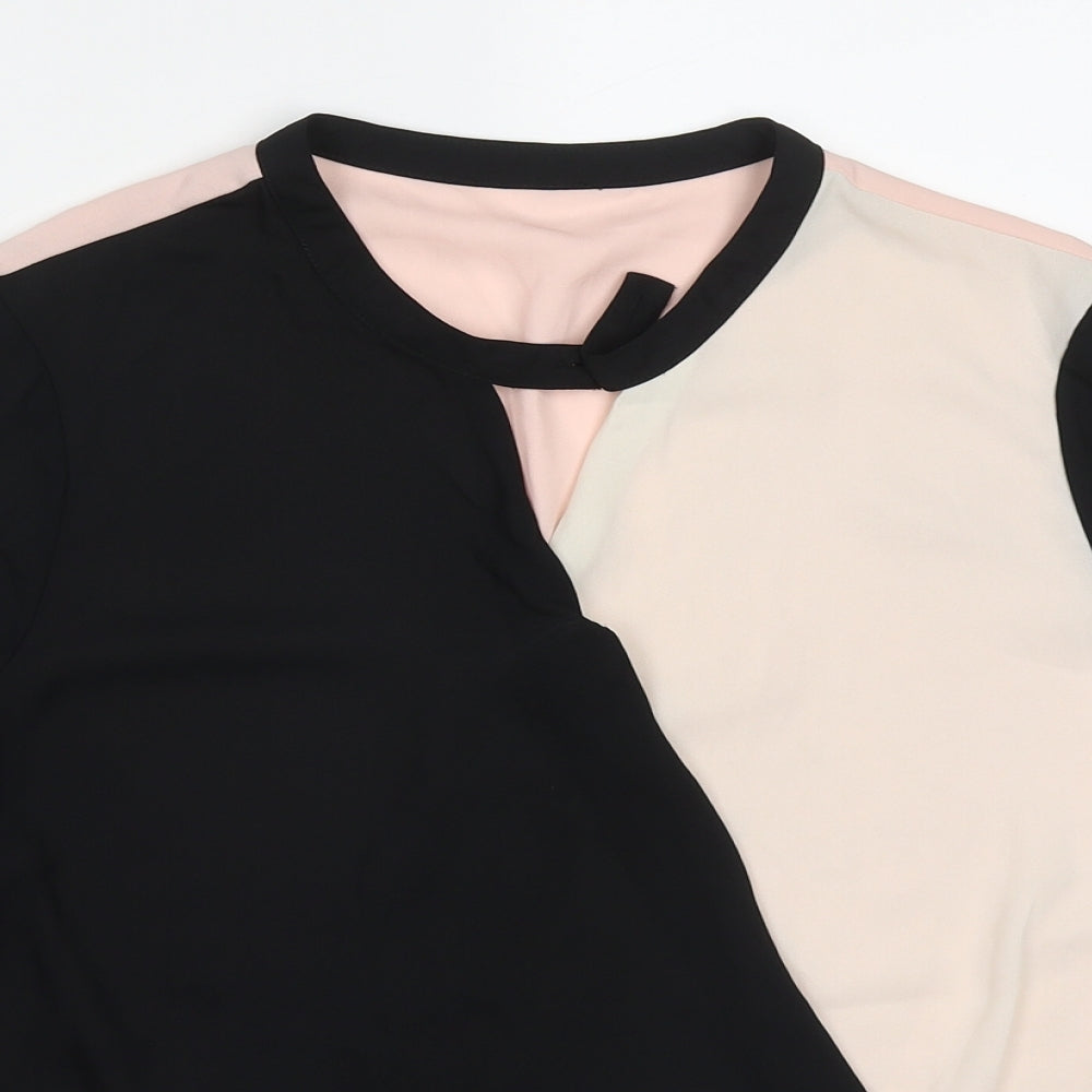 F&F Womens Multicoloured Colourblock Polyester Basic Blouse Size 12 Round Neck