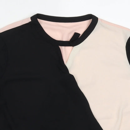 F&F Womens Multicoloured Colourblock Polyester Basic Blouse Size 12 Round Neck