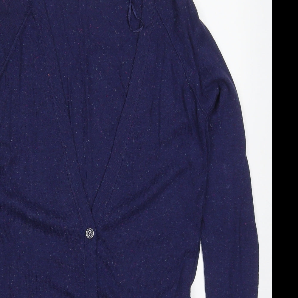 TU Womens Blue V-Neck  Cotton Cardigan Jumper Size 8