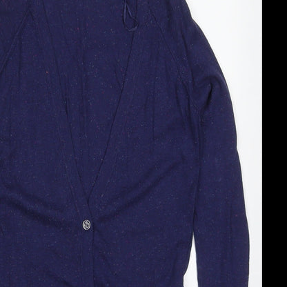 TU Womens Blue V-Neck  Cotton Cardigan Jumper Size 8