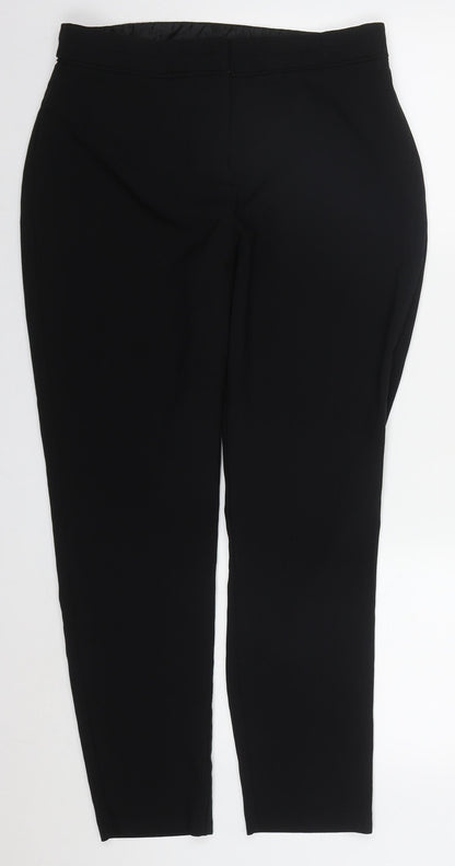 F&F Womens Black  Polyester Trousers  Size 12 L26 in Regular Hook & Eye