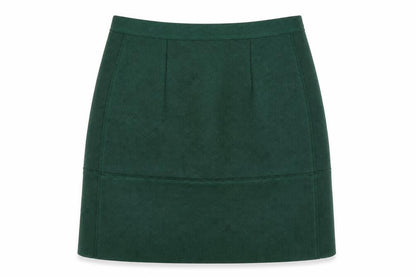 Front view of Sisley women’s green polyester a-line skirt, size UK 10, zip