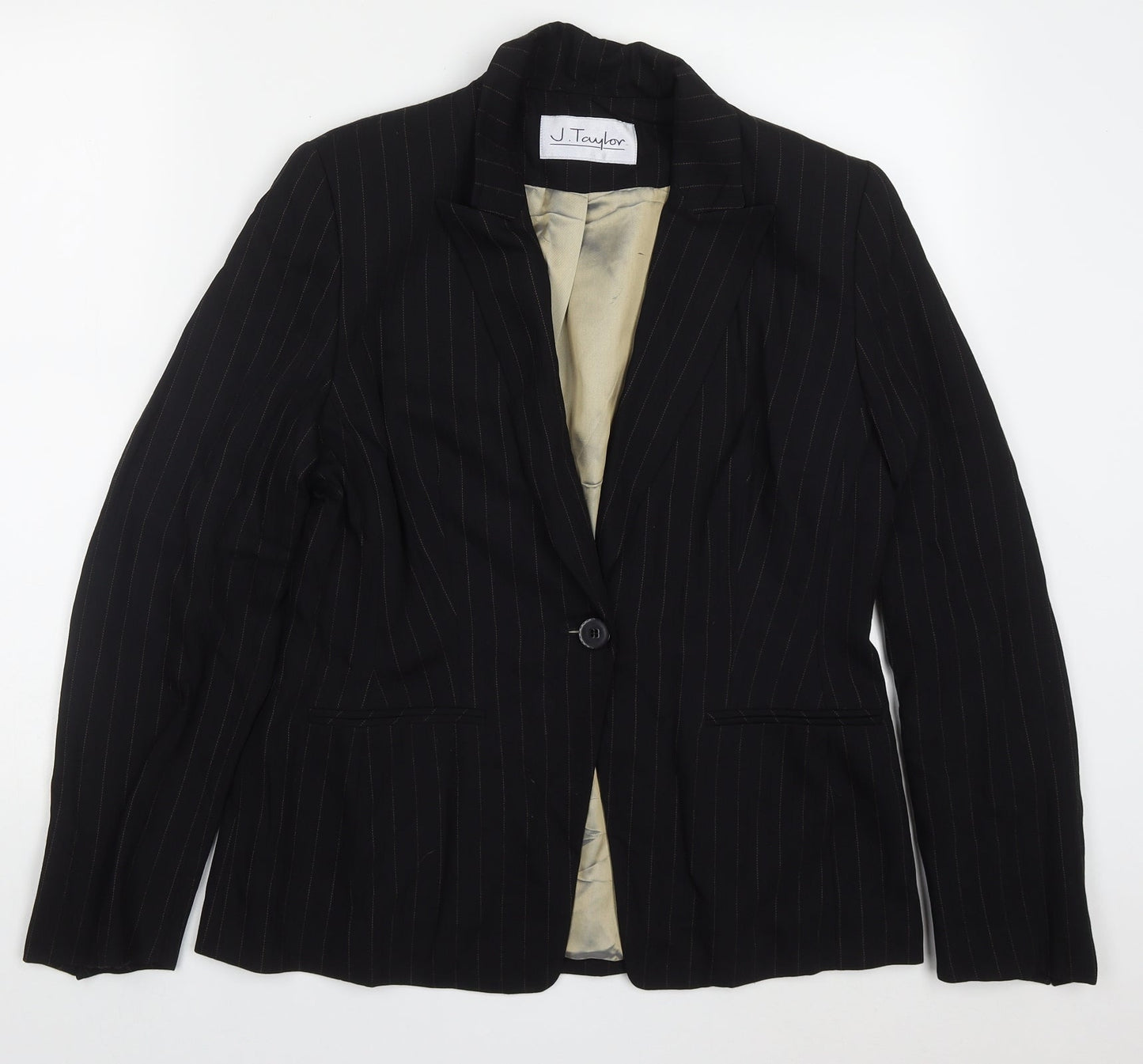 J Taylor Womens Black  Viscose Jacket Suit Jacket Size 14