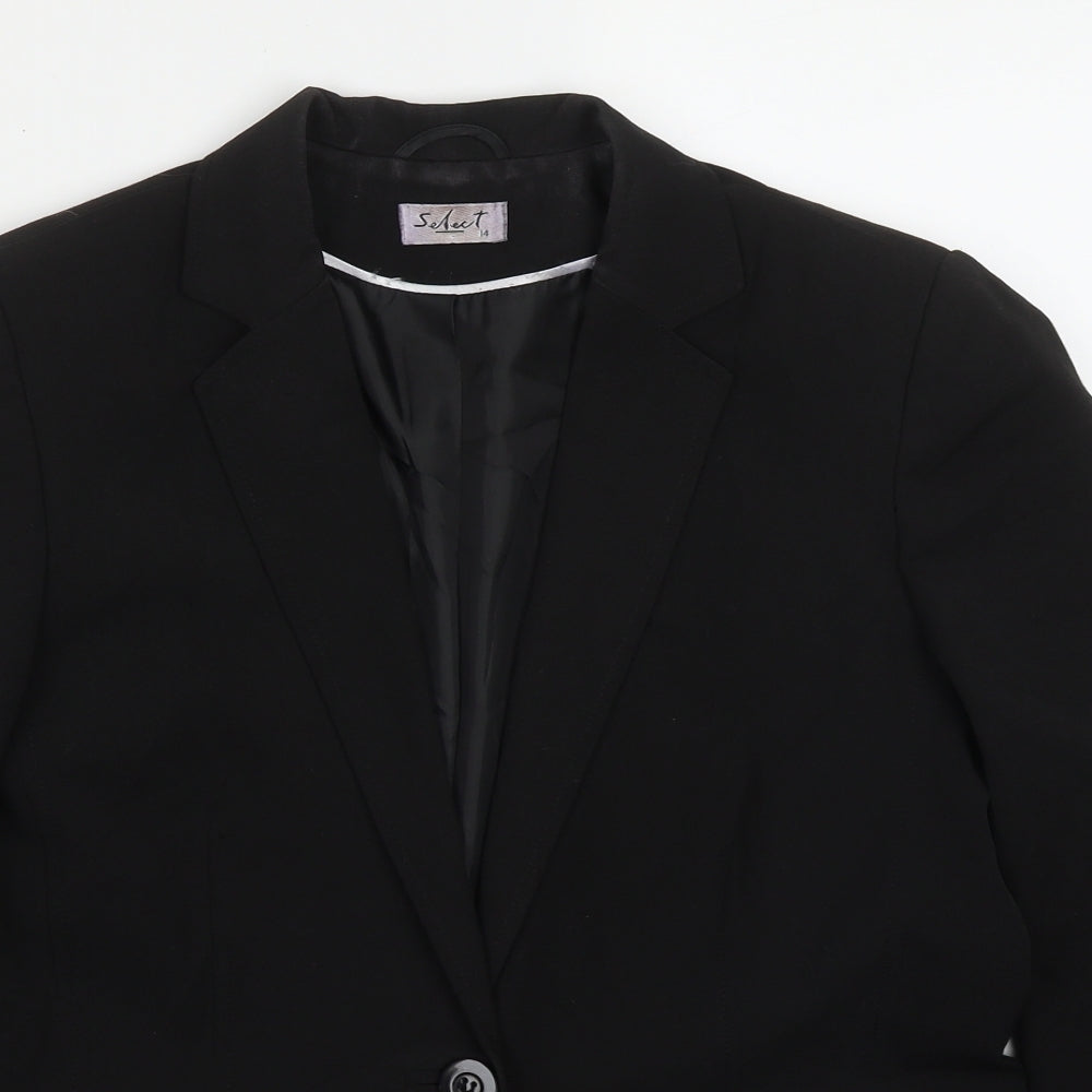 Select Womens Black  Polyester Jacket Suit Jacket Size 14