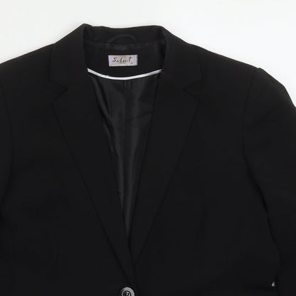 Select Womens Black  Polyester Jacket Suit Jacket Size 14