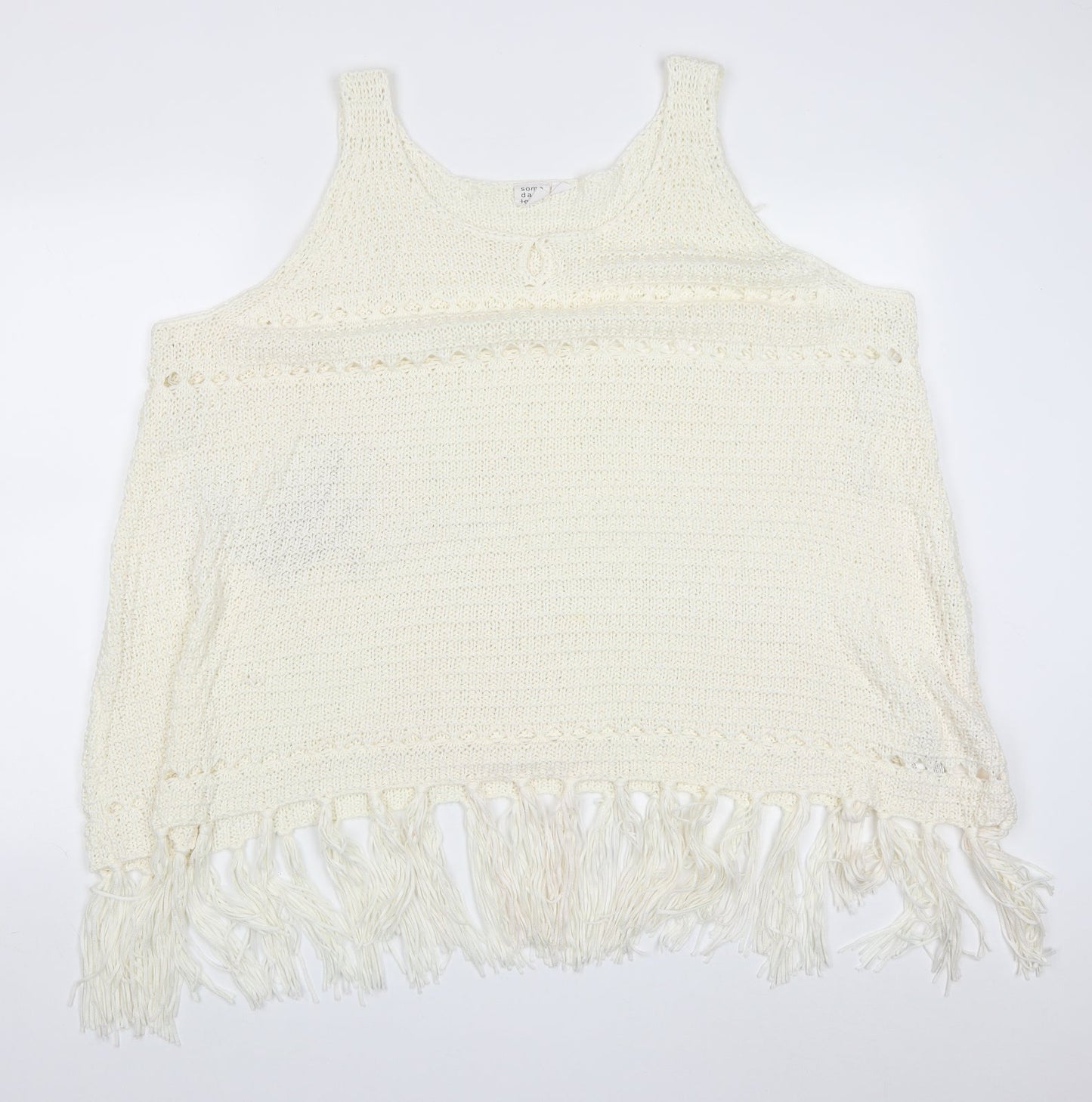 Somedays Lovin Womens Ivory Round Neck  Acrylic Vest Jumper Size L