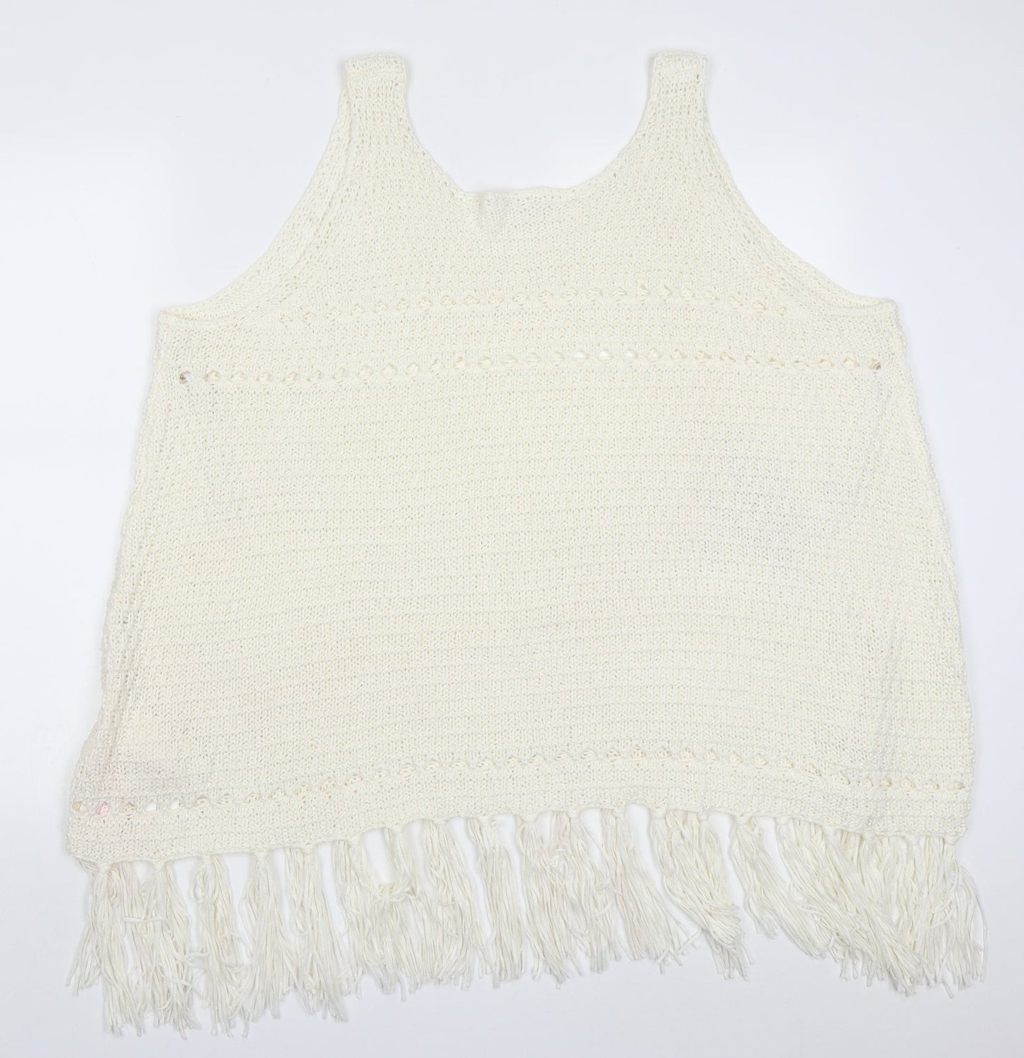 Somedays Lovin Womens Ivory Round Neck  Acrylic Vest Jumper Size L