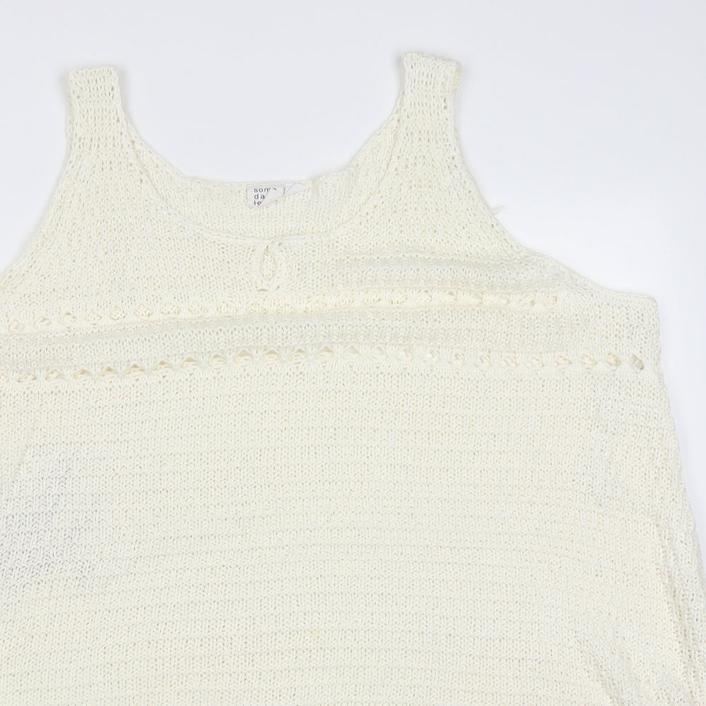 Somedays Lovin Womens Ivory Round Neck  Acrylic Vest Jumper Size L