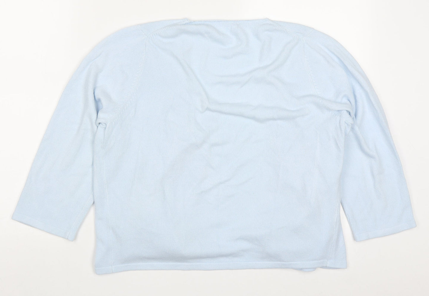 BHS Womens Blue V-Neck  Acrylic Cardigan Jumper Size 18