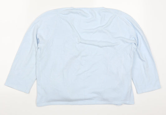 BHS Womens Blue V-Neck  Acrylic Cardigan Jumper Size 18